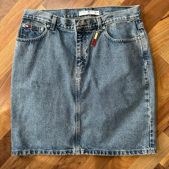 Vintage Y2K Tommy Hilfiger Blue Denim Mini Skirt - Picture 1 of 7